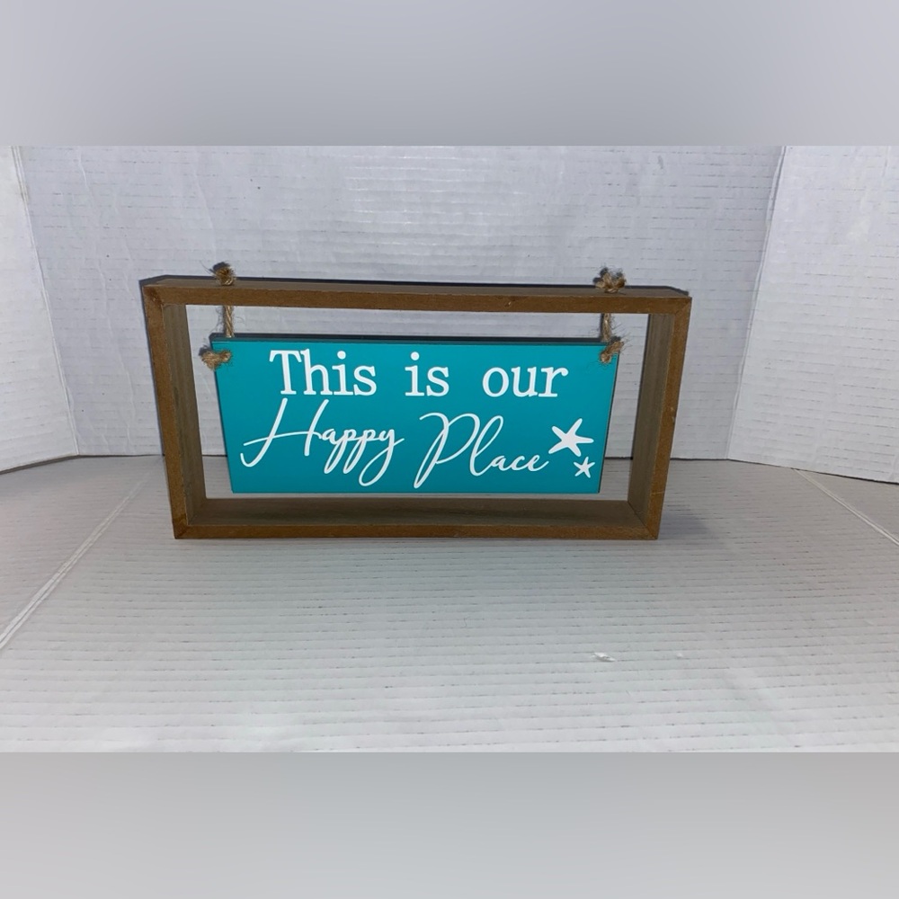 This is Our Happy Place indoor table top wooden sign